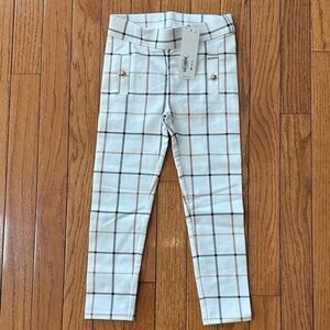 Janie and Jack Cream and Brown Plaid Leggings